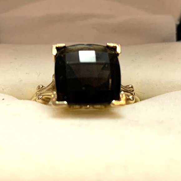Genuine Brown Quartz Gold Ring - Picture 1 of 2